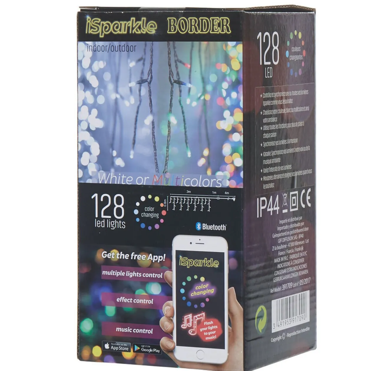 Bordure lumineuse connecté bluetooth 128 LED forme goutte 3 m