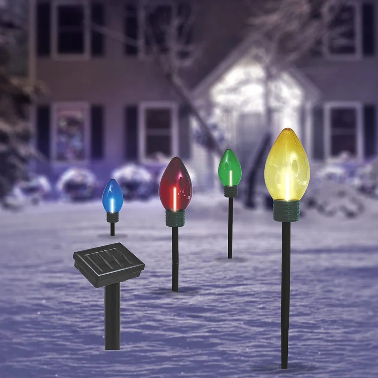 Borne solaire 1LED blanc chaud H53,5cm x4