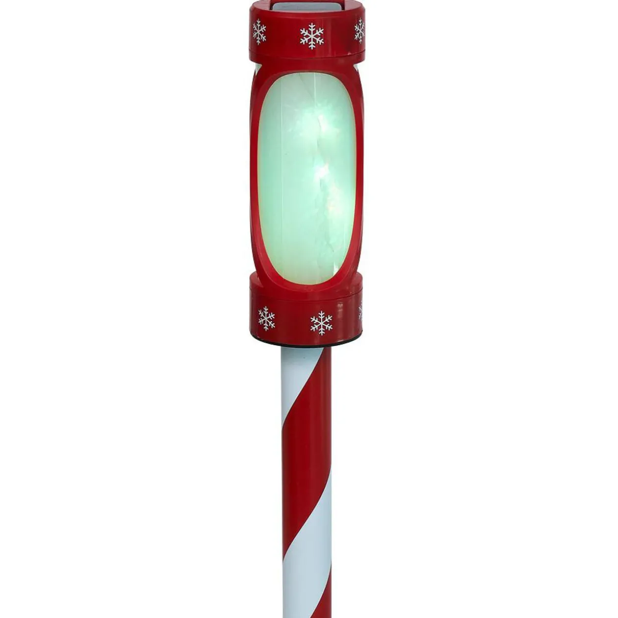 Borne solaire rouge et blanche 10LED couleurs changeantes H100cm