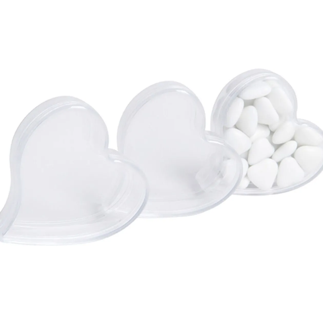 Boîte à dragées coeur transparent x3