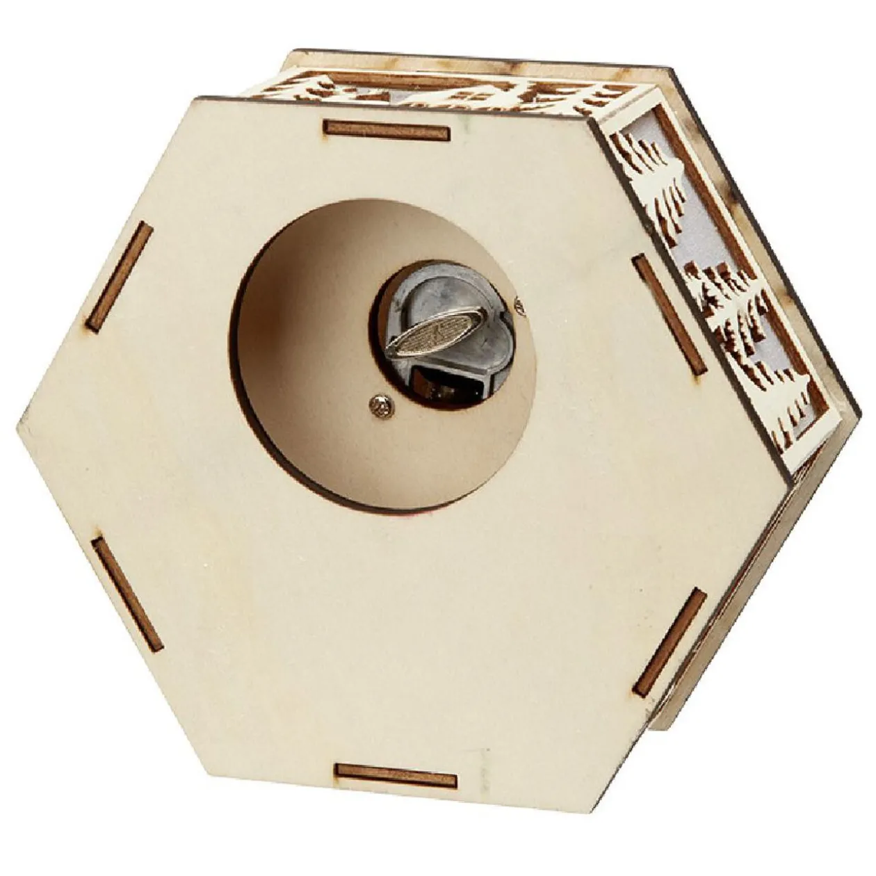 Boîte à musique village de Noël en bois H15cm