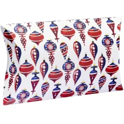 Boîte cadeau berlingot motif boule de noel or rouge bleu blanc Taille S