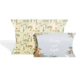 Boîte cadeau berlingot Noël motif nature x2