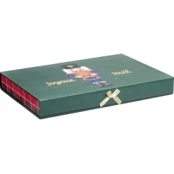 Boîte cadeau Joyeux Noël motif tartan et soldat casse-noisette