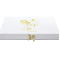 Boîte cadeau Noël doré L.34,5 x l.24 x H.4 cm