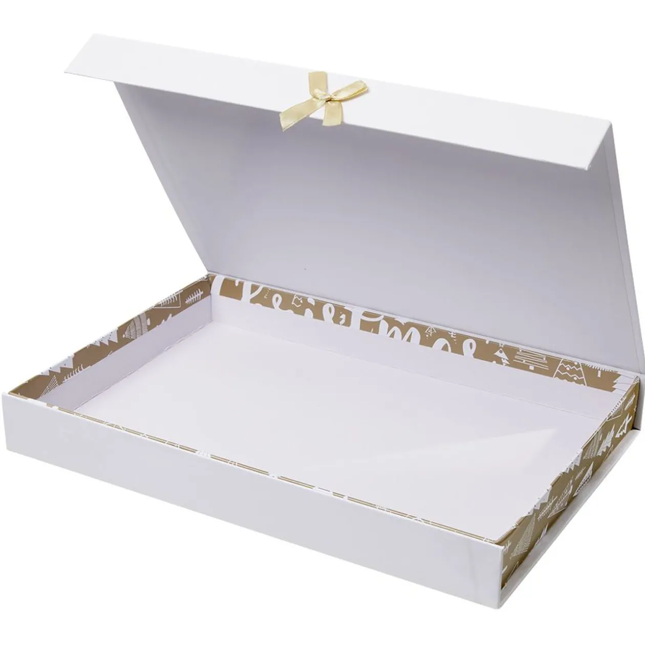 Boîte cadeau Noël doré L.34,5 x l.24 x H.4 cm