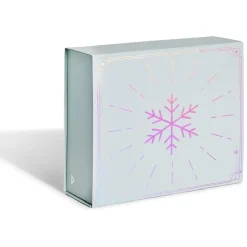 Boîte cadeau Noël pliable motif flocon iridescent