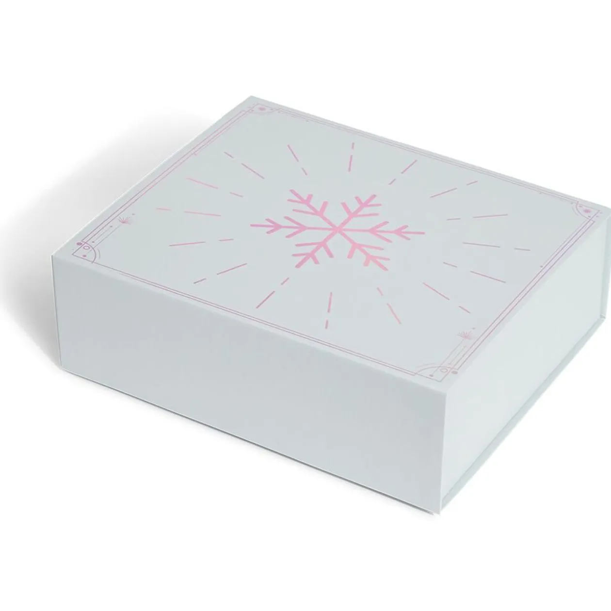 Boîte cadeau Noël pliable motif flocon iridescent