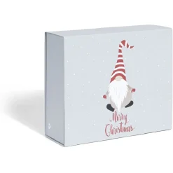 Boîte cadeau Noël pliable motif gnome