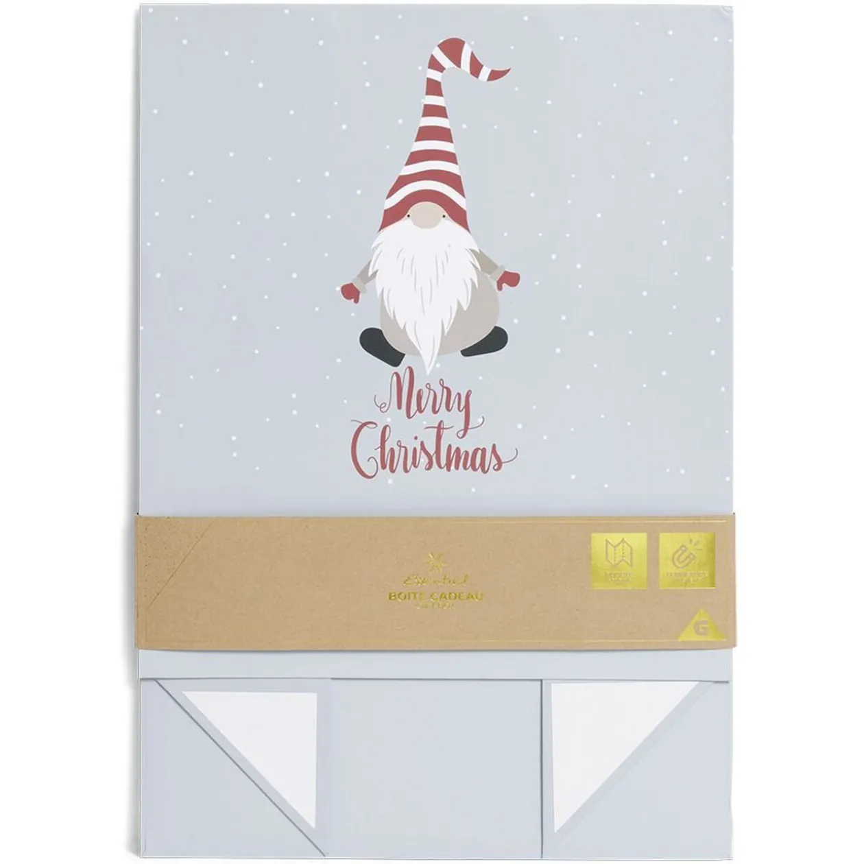 Boîte cadeau Noël pliable motif gnome