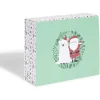 Boîte cadeau Noël pliable motif Père Noël et ours blanc
