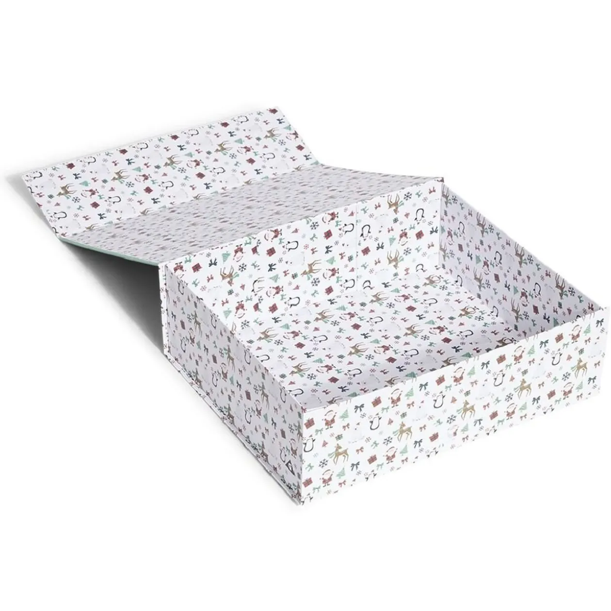 Boîte cadeau Noël pliable motif Père Noël et ours blanc