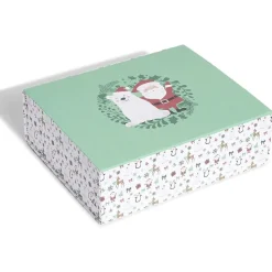 Boîte cadeau Noël pliable motif Père Noël et ours blanc