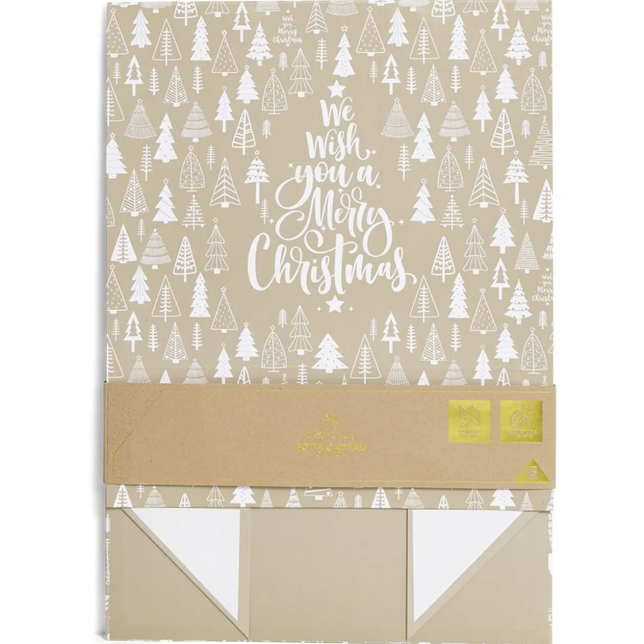 Boîte cadeau Noël pliable motif sapin