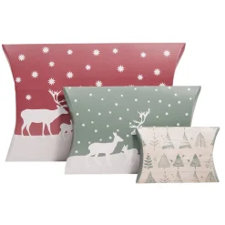 Boîte cadeau papier recyclé certifié FSC® motif Noël x3