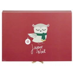 Boîte cadeau rectangulaire à motif hibou Joyeux Noël