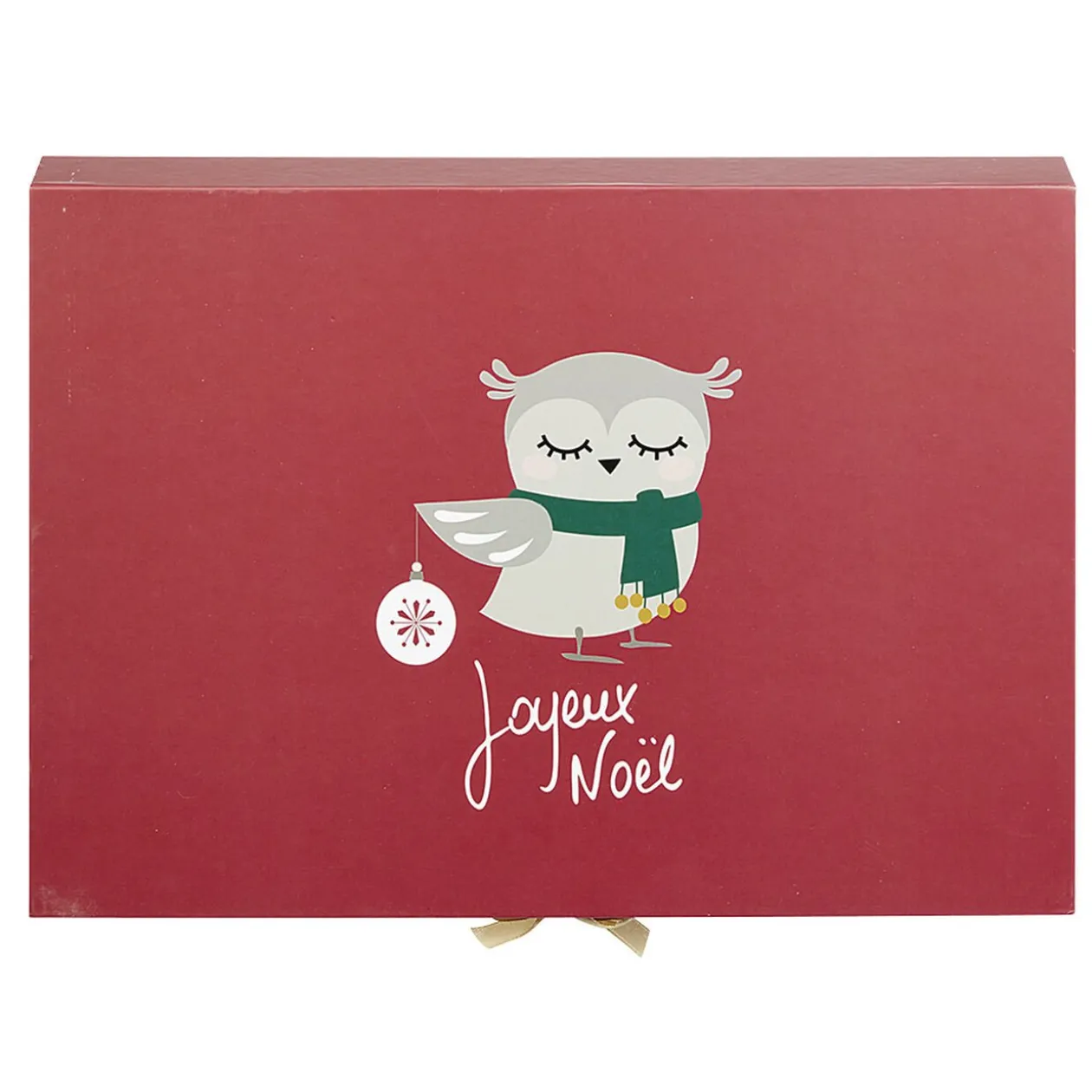 Boîte cadeau rectangulaire à motif hibou Joyeux Noël