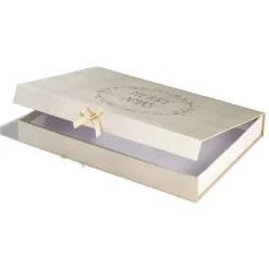 Boîte cadeau rectangulaire Noël effet bois inscription Merry Xmas