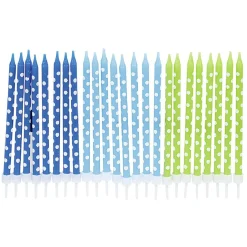 Bougie anniversaire à pois blanc bleu et vert XXL x 24