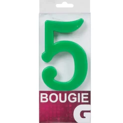 Bougie anniversaire chiffre 5 vert