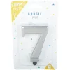 Bougie anniversaire chiffre 7 mat argenté
