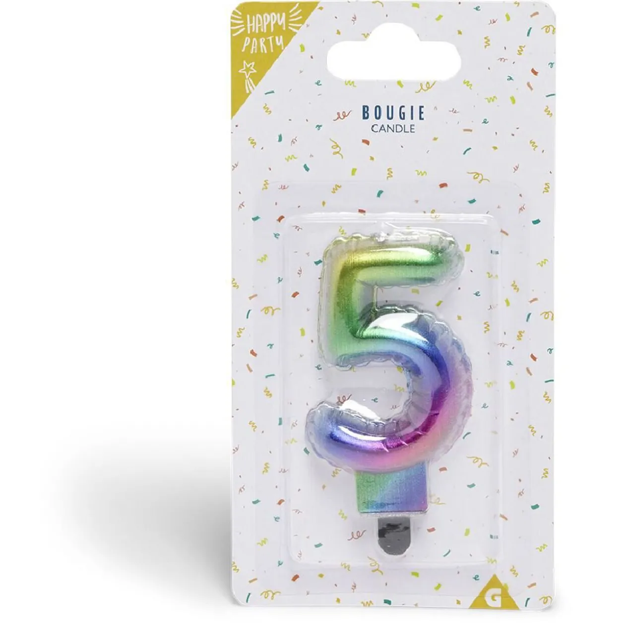 Bougie anniversaire chiffre 5 iridescent
