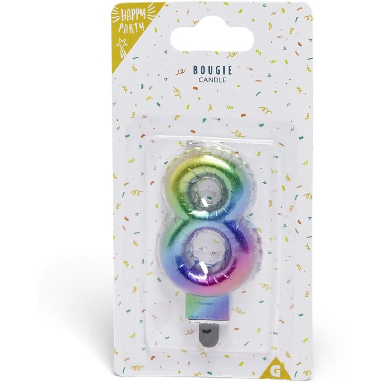 Bougie anniversaire chiffre 8 iridescent