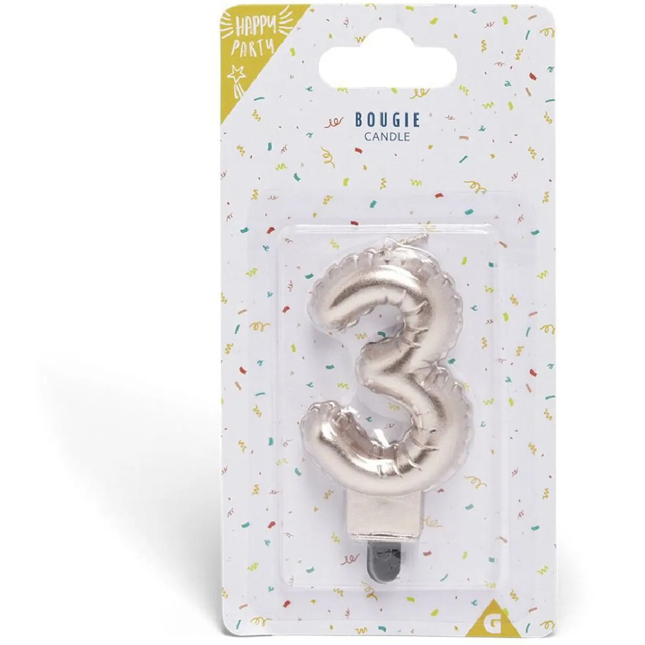 Bougie anniversaire chiffre 3 rose gold