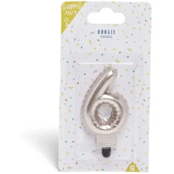 Bougie anniversaire chiffre 6 rose gold