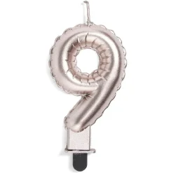 Bougie anniversaire chiffre 9 rose gold