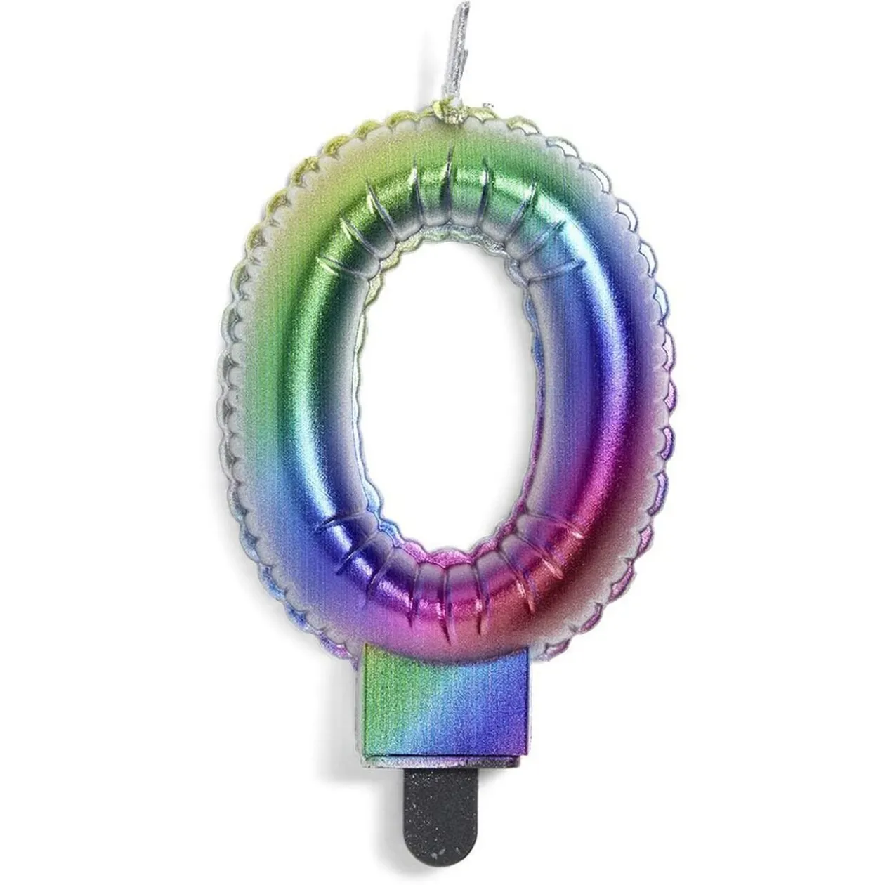 Bougie anniversaire chiffre 0 iridescent