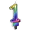 Bougie anniversaire chiffre 1 iridescent