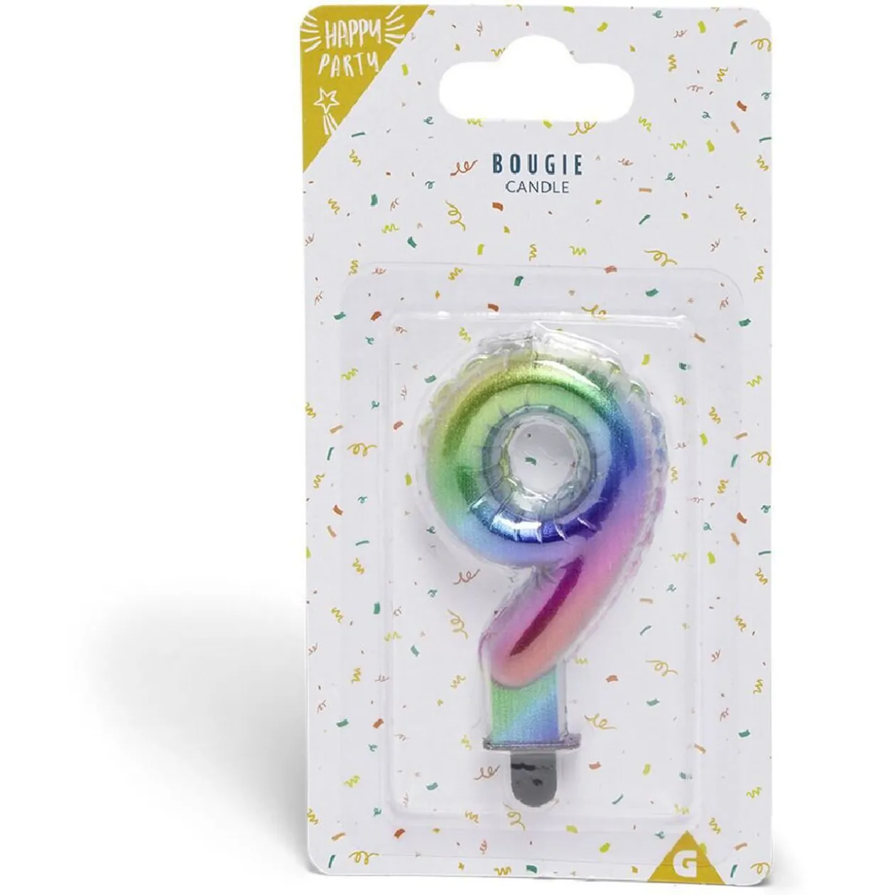 Bougie anniversaire chiffre 9 iridescent