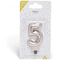 Bougie anniversaire chiffre 5 rose gold