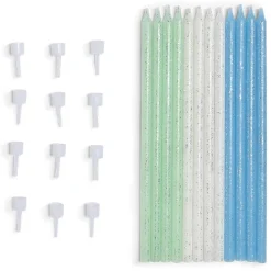 Bougie anniversaire longue bleue x12