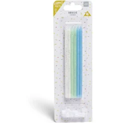 Bougie anniversaire longue bleue x12