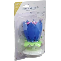 Bougie anniversaire musicale forme fleur 8 mèches