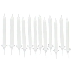 Bougie d'anniversaire blanc avec support x 12