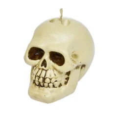 Bougie Halloween tête de mort beige