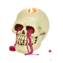 Bougie Halloween tête de mort beige