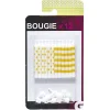 Bougie jaune avec support motif pois et rayures x12