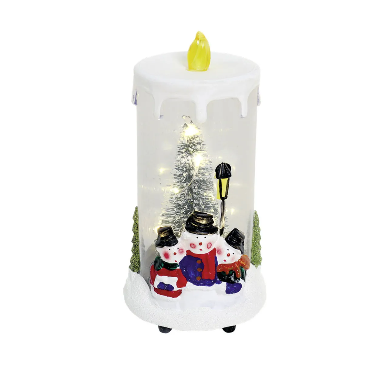 Bougie scène de Noël 8 LED blanc chaud H15 cm