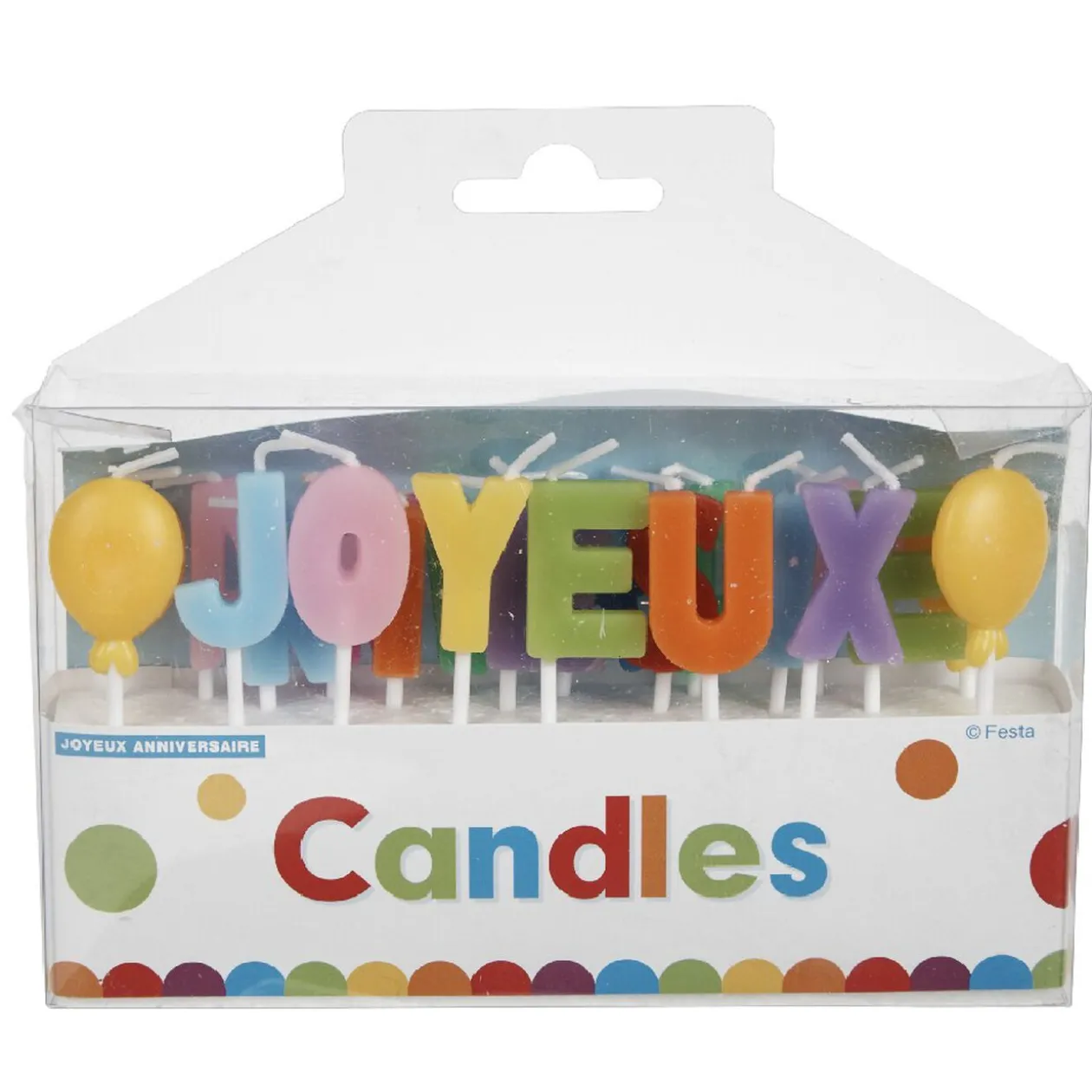 Bougies Joyeux anniversaire multicolore