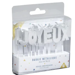 Bougies Joyeux anniversaire argenté