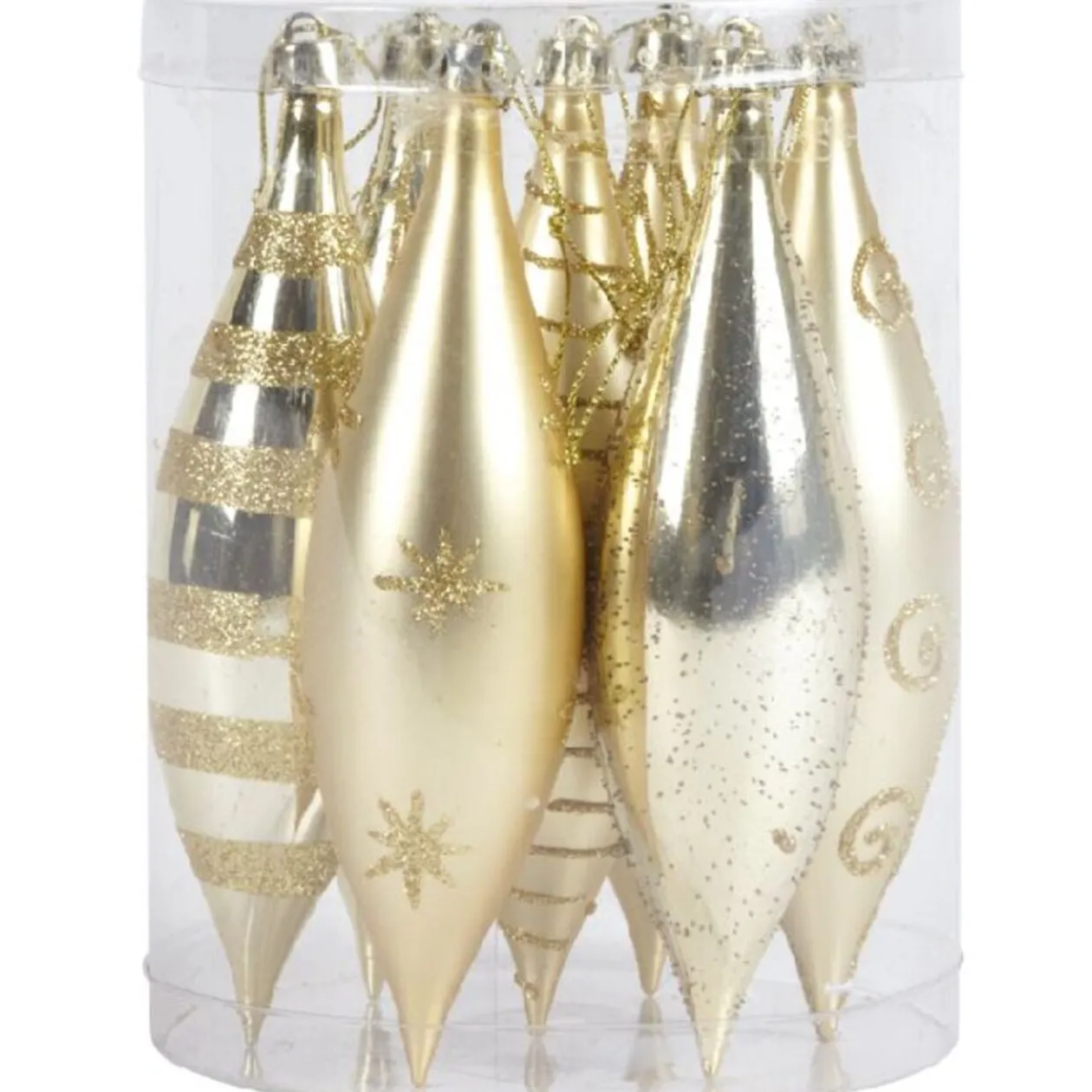 Boule de Noel goutte X7 or pailletée