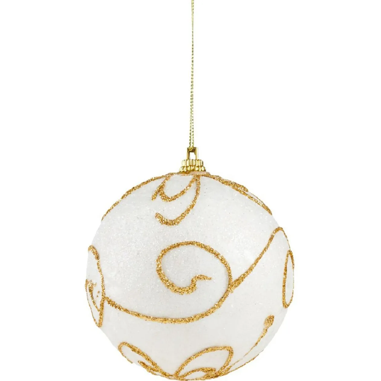 Boule de Noël à suspendre blanche et dorée