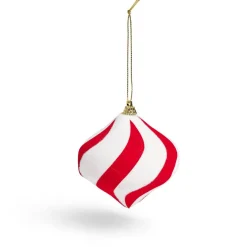 Boule de Noël à suspendre rouge et blanc Ø8cm - 2 modèles