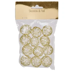 Boule de Noël ajourée dorée x 12