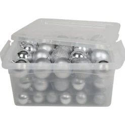 Boule de Noël argenté brillant mat pailleté x70