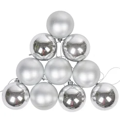 Boule de Noël argentée brillante et mate x10